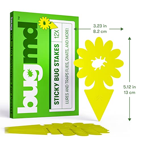 BugMD Yellow Sticky Bug Traps for Plants, 12 Pack