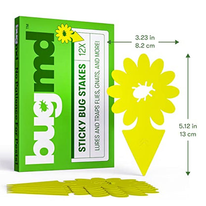 BugMD Yellow Sticky Bug Traps for Plants, 12 Pack