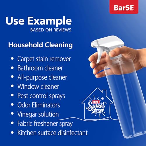 Bar5F Plastic Spray Bottles with Mixor Trigger, 32 oz, Pack of 2