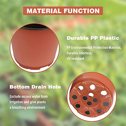 KINGLAKE 50 Pcs 6" Plastic Plants Nursery Seedlings Pot/Pots Flower Plant Container Seed Starting Pots for Plant - color: Brown