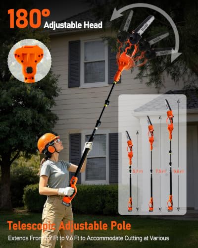 VANKERY Electric Pole Saws for Tree Trimming, 8-Inch Cordless Pole Saw