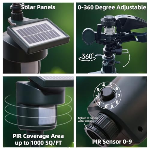 Lawn Solar Motion Sensor Motion Activated Sprinkler Cat to Deter Animals