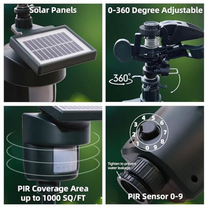 Lawn Solar Motion Sensor Motion Activated Sprinkler Cat to Deter Animals
