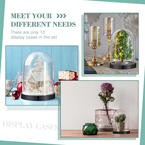 Zhengmy 4 Pcs Plastic Dome with Base Cloche for Craft Clear Display Case