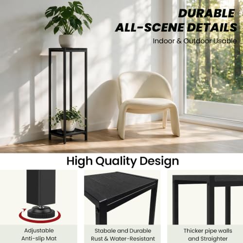 TOSKING 2-Tier Wide & Tall Plant Stand Indoor, Modern Metal Shelf, Black - color: Black-2-tier 41''