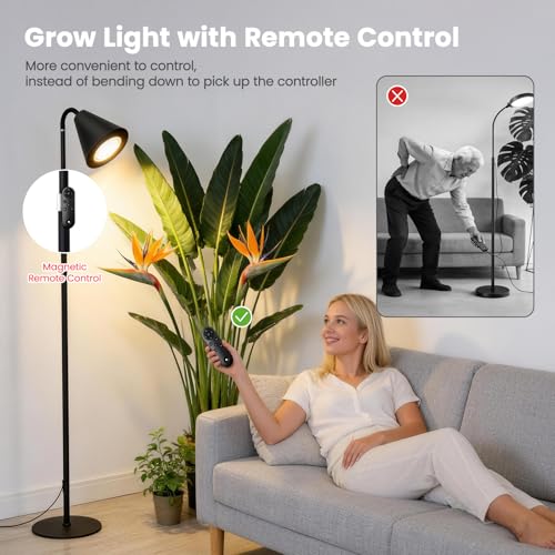 Grow Lights Indoor Plants, 20W Full Spectrum, 63in Adjustable Height Stand