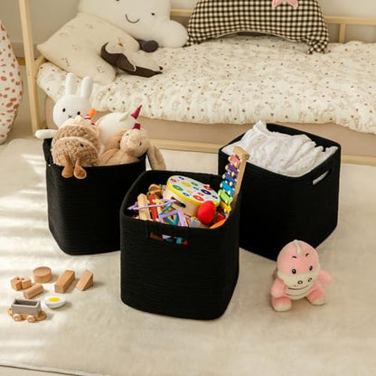 OIAHOMY Storage Cubes 11 Inch Storage Bins 3-Pack Square Baskets Black - color: Black