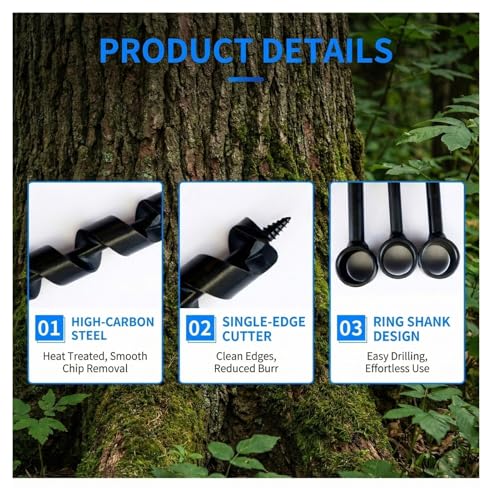 25mm Heavy Duty Steel Scotch Eye Wood Auger Drill Kit for Bushcraft - size: 25mm