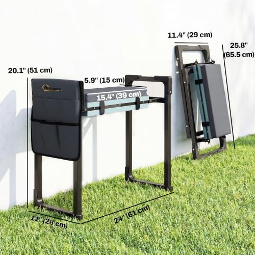 Outsunny Garden Kneeler and Seat 330lbs Heavy Duty Foldable Garden Stool