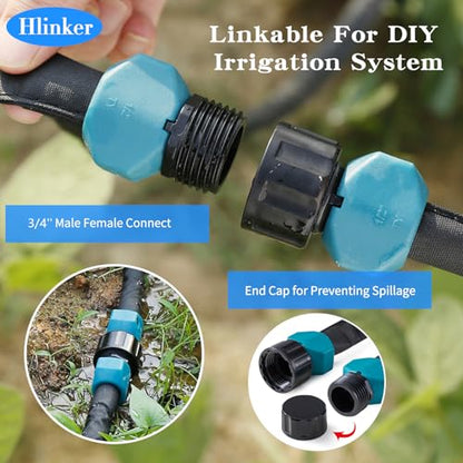 Hlinker Flat Soaker Hose 25 FT for Garden Beds, 25Ft 1/2" Linkable Consistent Drip Irrigation Hose Save 80% Water, Leakproof Heavy Duty Double Layer Sprinkler Hose - size: 25FT