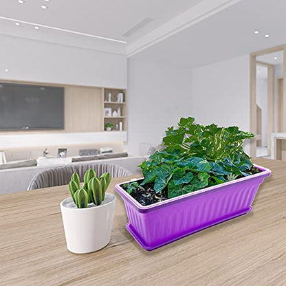 PURPLE STAR 1N 4 Packs 17 Inch Rectangular Window Flower Box Planter with Tray for Balcony, Windowsill, Garden