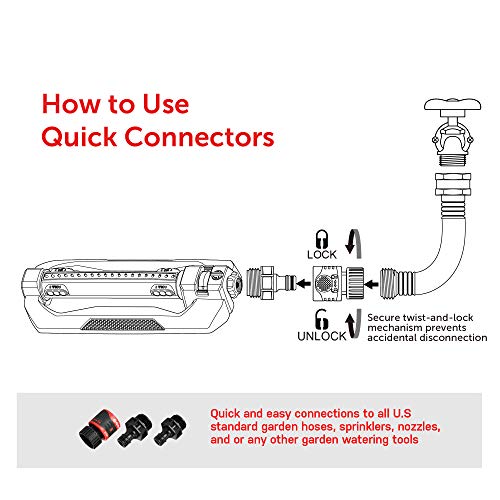 Eden 94116 Heavy Duty Metal 3-Way Oscillating Sprinkler for Large Lawn and Garden W/Quick Connect Starter Set