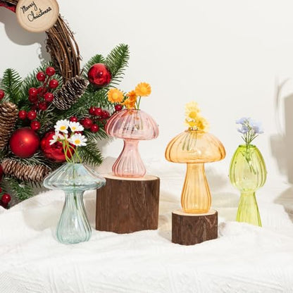 XXXFLOWER Glass Mushroom Vase Propagation Planter Window Plant - size: 4PCS Mushroom Vase