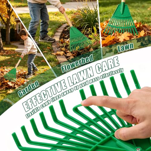 34" Kids Adjustable Leaf Rake Set 10 Pack with 3 Shovels & Leaf Bag - size: 10pcs