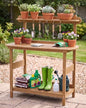 HIPS Outdoor Potting Table Bench with 3-Tier Storage Teak - color: Teak