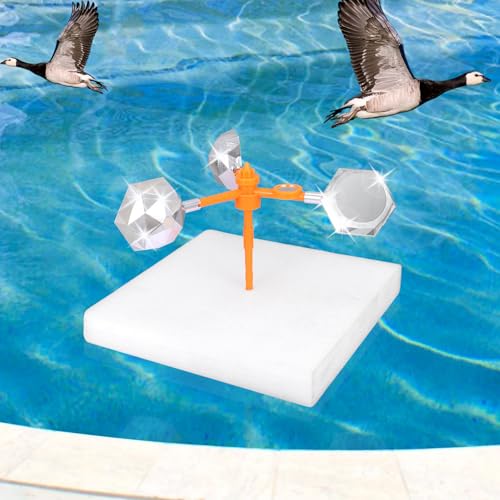 Pool Bird Deterrent Device Floating Reflective Bird Duck Deterrent Windmill with Floating Base Keep Ducks/Birds/Crow for Pool,Backyard,House Roofs