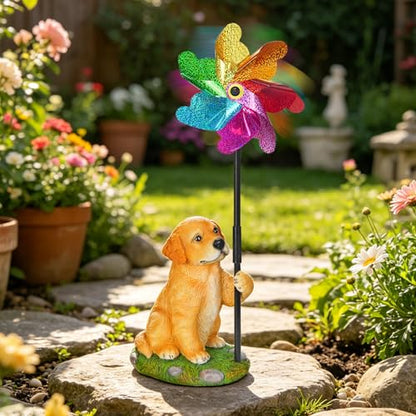 Dog Garden Spinners Wind Spinner Golden Retriever Outdoor Statue - size: Dog