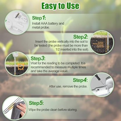 SPECILITE 6-in-1 Digital Soil Tester with Dual Screen & 2 Removable Probes