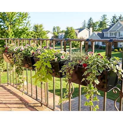 6 Pack 12" Outdoor Metal Balcony Fence Railing Planters, Rectangular Black - color: Rectangular-black