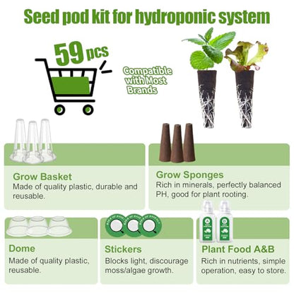 Hydroponic Seed Pod Kit, 12-Pod Indoor Garden Refill Set with Seeds