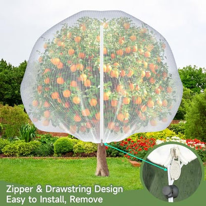 Fruit Tree Netting with Zipper and Drawstring, 6Ft x 6Ft, 2Pcs - size: 6Ft x 6Ft(2Pcs)