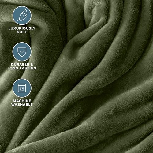 Bare Home Fleece Blanket Luxury Microplush (Full/Queen, Cypress) - color: 11 - Cypress, size: Full/Queen