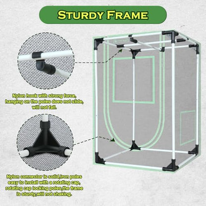 2x2 Grow Tent, 24"x24"x36" 600D Mylar Hydroponic Growing Tents - size: 24"x24"x36"