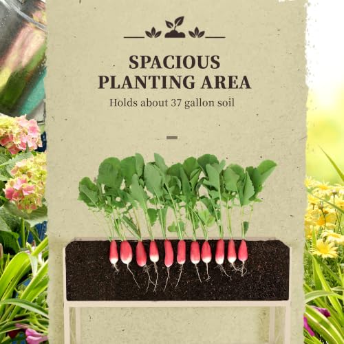 Outsunny Raised Garden Bed with Galvanized Steel Frame, Cream - color: Cream White