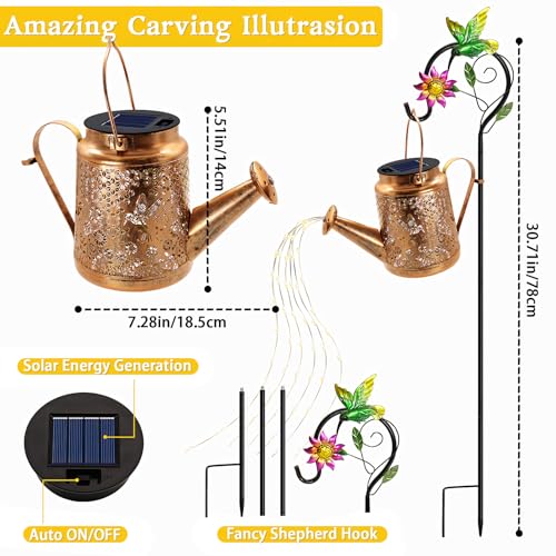 Solar Watering Can Lights, Hummingbird Hanging Lanterns, Mom Birthday Gifts - style: Hummingbird with Sunflower