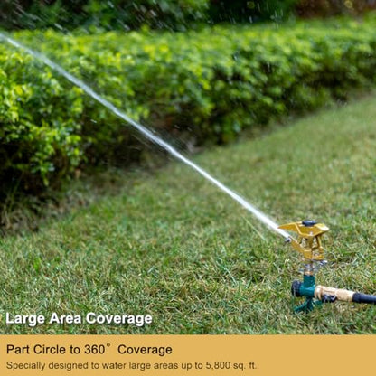 FANHAO 100% Metal Lawn Sprinklers for Yard, 360° Adjustable Spray Pattern