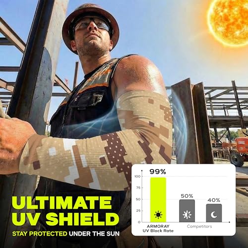 ARMORAY Arm Sleeves for Men UV Protection Cooling SPF 50 Sun Sleeves Sports - color: Sand Camo