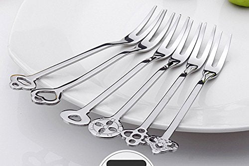 6 Pack Small Forks for Appetizers Seafood Pickle Cocktail, Stainless Steel