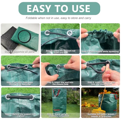 2 Pack 132 Gallon Yard Waste Bags with Handles, Reusable Leaf Bags