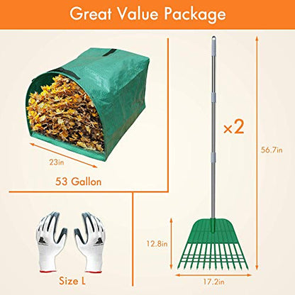 Gardzen 12 Tines Gardening Leaf Rake - style: 2 Packs