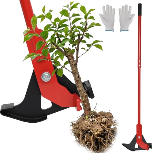 Anrain Sapling Puller Tool, Heavy Duty Stand Up Tree Sapling Remover for Woody Stems 1/4″ to 2″, Reinforced Steel Jaws, Anti-Slip Handle, Land Clearing for Garden Yard Farm - size: 1/4" - 2"