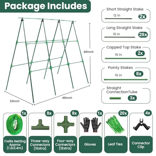 OTOSUNNY 50" x 48"Cucumber Trellis for Raised Garden Bed, Green - color: Green