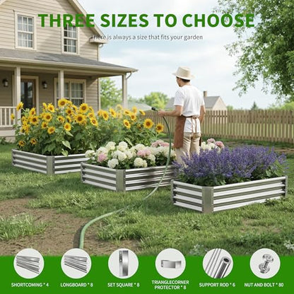 Galvanized Raised Garden Bed,Outdoor Planter Box Metal Patio Kit Planting Bed for Vegetables Flowers Herb (Galvanized, 8x4x1ft-2p) - size: 8x4x1ft-2p