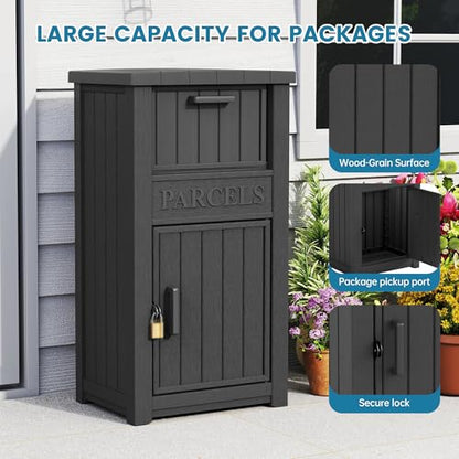 Package Delivery Box for Outside, Parcel Drop Box, Classic Black - color: Black