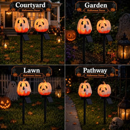 twinbling Solar Pumpkin Lights Outdoor Halloween Pumpkin Solar Lights - color: C-Orange