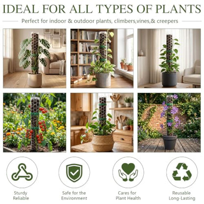 2 Pack 24 Inch,D Shape Plastic Moss Pole for Climbing Plants - size: 2 PACK-24Inch