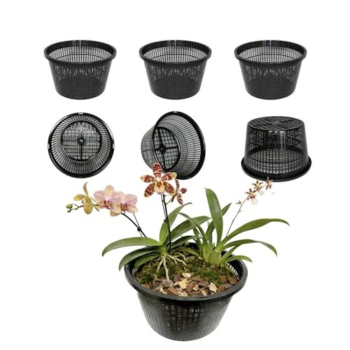 8.5-Inch Round Aquatic Plant Baskets, Black, 6 Pack