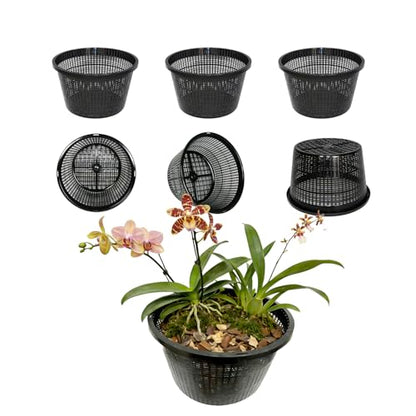 8.5-Inch Round Aquatic Plant Baskets, Black, 6 Pack