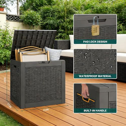 31 Gallon Outdoor Storage Box Waterproof Deck Box Patio Storage-2 Box - color: Black, style: 31Gallon*2-style1