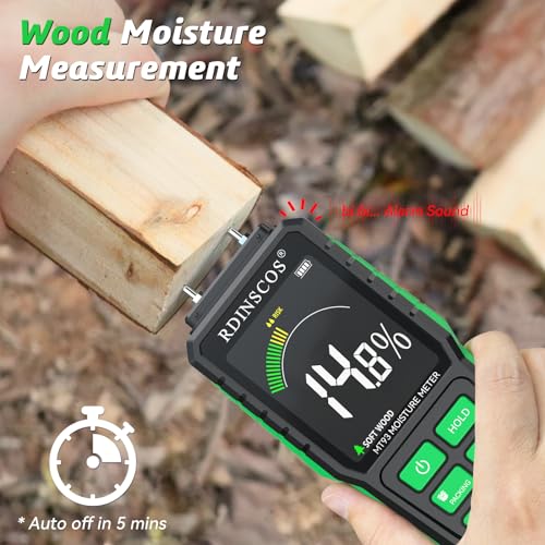RDINSCOS MT93 Wood Moisture Meter, Rechargeable Wood Moisture Detector - color: Green