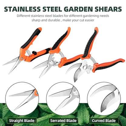 EWPJDK 3 Pack Garden Pruning Shears Scissors Clippers (Orange) - style: Orange