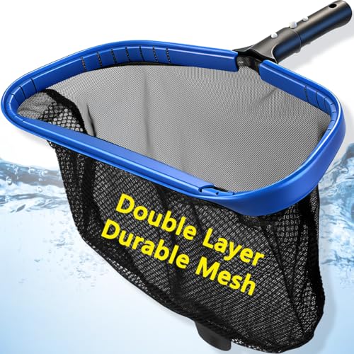 FEED GARDEN Pool Leaf Rake Pool Skimmer Nets for Cleaning with Double-Layer Deep Big Bag,17.5" L x 11" W Heavy Duty Aluminum Frame & Handle Rake(Pole Not Included) - size: 17.5" x 11" Pool Rake