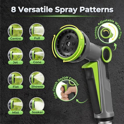 Delxo Garden Hose 50 FT with 8-Pattern Spray Nozzle, 5/8 Inch Hose - size: 50FT+Plastic Nozzle