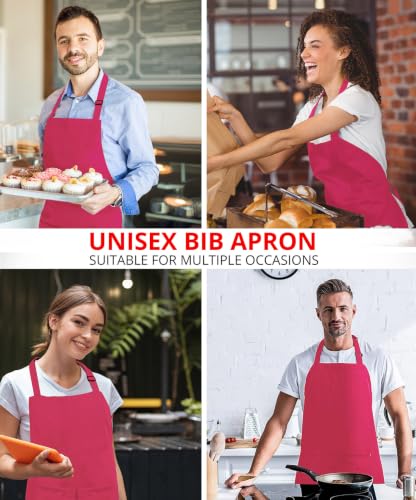 Utopia Kitchen Bib Aprons 2 Pack Adjustable With 2 Pockets - color: Pink