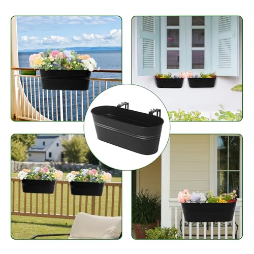 Railing Planter Box 16 Inch with Adjustable Brackets (4PCS)