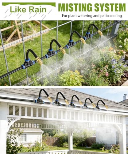 80FT 5/16" Misting Irrigation System for Garden with 30 Adjustable Nozzles - size: 80 FT+30 Nozzles